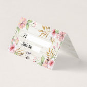 のテーブ結婚ル番号エスコートピンクの花ホワイトウッド (正面)