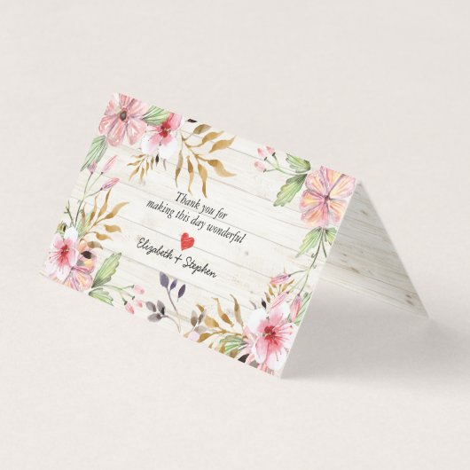 のテーブ結婚ル番号エスコートピンクの花ホワイトウッド (裏面)