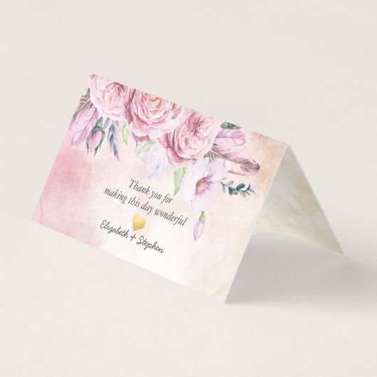 のテーブ結婚ル番号エスコートBohoフローラ&フェザー (裏面)