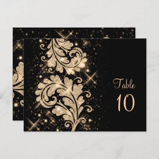 のテーブ結婚ル番号フローラグリッター旋回金ゴールド ポストカード (正面/裏面)