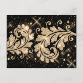 のテーブ結婚ル番号フローラグリッター旋回金ゴールド ポストカード (裏面)
