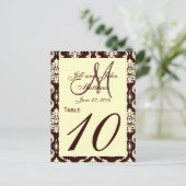 のテーブ結婚ル番号ブラウンアイボリーダマスク ポストカード (スタンド正面)