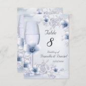 のテーブ結婚ル番号ブルーシルバーバラ 招待状 (正面/裏面)