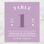のテーブ結婚ル番号ラベンダーカラーワインラベル ワインラベル (シングルラベル)