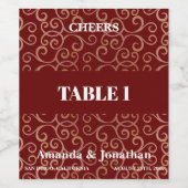 のテーブ結婚ル番号レッドバロックデザインワインラベル ワインラベル (シングルラベル)