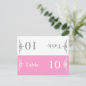 のテーブ結婚ル番号折り葉書グレーピンク ポストカード (スタンド正面)