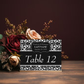 のテーブ結婚ル番号記号ダマスクパターン ポストカード