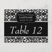 のテーブ結婚ル番号記号ダマスクパターン ポストカード (裏面)