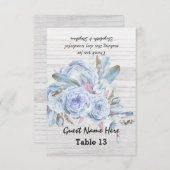 のテーブ結婚ル番号護衛ボホフラワーホワイトウッド 招待状 (正面/裏面)