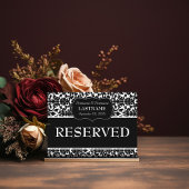 のテーブ結婚ルRESERVED符号ダマスクパターン ポストカード