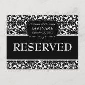 のテーブ結婚ルRESERVED符号ダマスクパターン ポストカード (裏面)