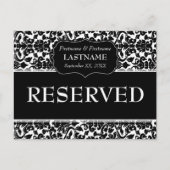 のテーブ結婚ルRESERVED符号ダマスクパターン ポストカード (正面)