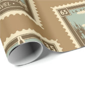  ～のテーマに切手を貼ったシームレスな模様  ラッピングペーパー (ロールコーナー)