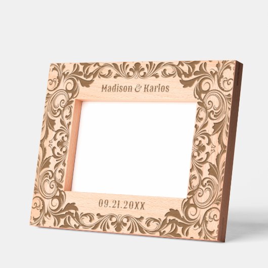 のテーマ結婚ヴィンテージ旋回の装飾枠 レーザー彫刻フレーム (左)