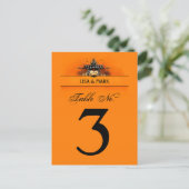 のテー結婚ブルカード – ハロウィンラブオレンジ&ブラック ポストカード (スタンド正面)