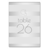 のテー結婚ブルカード |光る銀ストライプ色 テーブルナンバー (裏面)