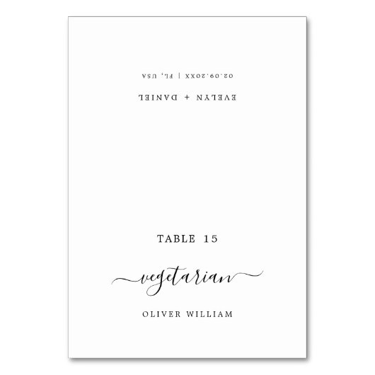 のテー結婚ブル座席表ゲスト名と食事の選択 テーブルナンバー (正面)