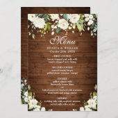 のディナ結婚ーメニューウッド&ホワイトローズメニュ素朴ー 招待状 (正面/裏面)