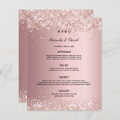 のディナ結婚ーメニュー赤面ピンクローズグリッターダスト (正面/裏面)