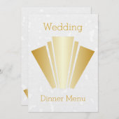 のディナ結婚ーメニュー金ゴールドアールデコ 招待状 (正面/裏面)