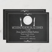 のディナ結婚ーリハーサル黒板ヴィンテージ招待状 招待状 (正面/裏面)