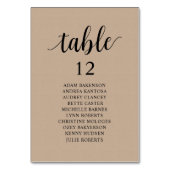 のディナ結婚ー、ブラウンクラフトのシーティングチャート テーブルナンバー (裏面)