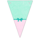 のデコ結婚ーフローラピンクとティール（緑がかった色）バナー バンティングフラッグ (第2の旗)