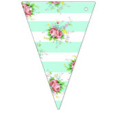 のデコ結婚ーフローラピンクとティール（緑がかった色）バナー バンティングフラッグ (第1の旗)