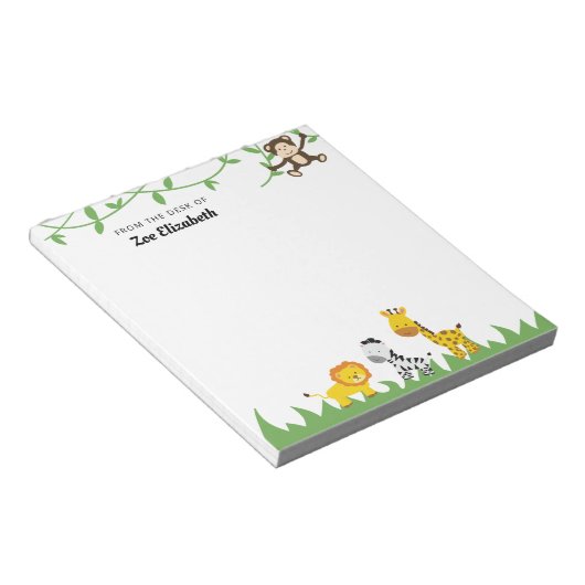 のデスクから愛らしいサファリジャングルの動物をカスタム|過去記事 ノートパッド (アングル)