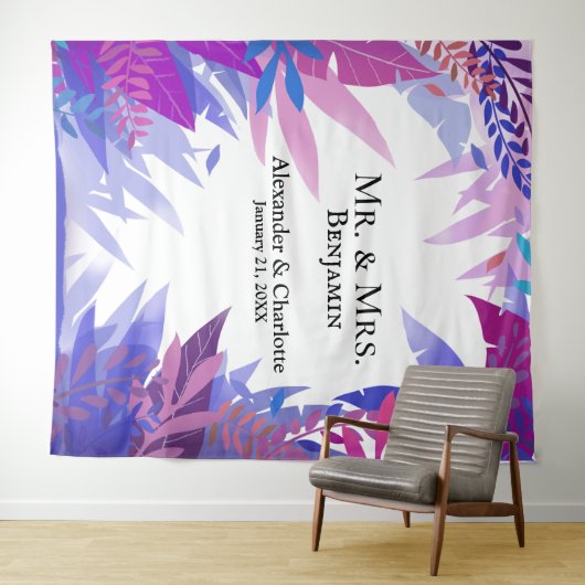 のトロピッ結婚ク水彩写真ブース背景 タペストリー (インサイチュ(横))