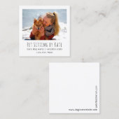 |のドッグウォーカーのシンプルな白を坐らせているあなたの写真ペット スクエア名刺 (正面/裏面)