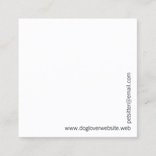 |のドッグウォーカーのシンプルな白を坐らせているあなたの写真ペット スクエア名刺 (裏面)
