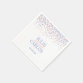 のドット結婚紙吹雪ブルーのピンクのナカスタムプキン スタンダードカクテルナプキン (角)