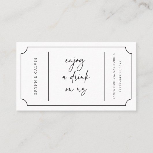 のドリンク結婚チケット披露宴バートークンカードB613 名刺 (正面)