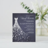 のドレス結婚ネイビー予算バーチャルシャワー招待状 (スタンド正面)