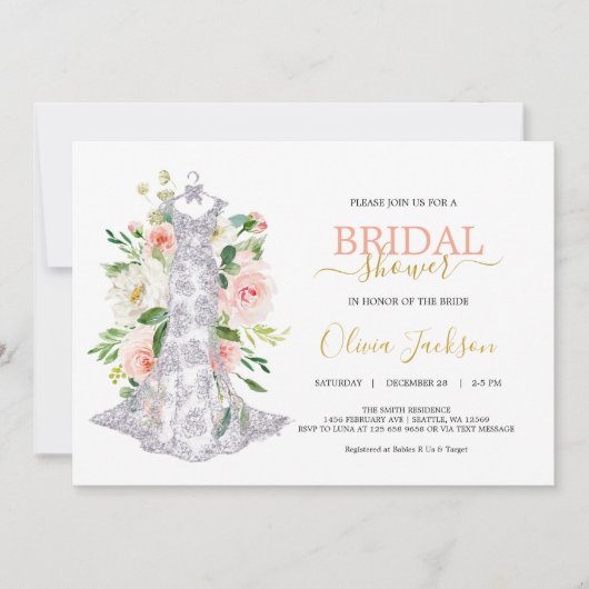 のドレ結婚スのブライダルシャワー招待 シーズンカード (正面)