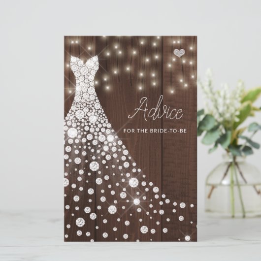 のドレ結婚スエレガントブライダルシャワーアドバイスカード (スタンド正面)