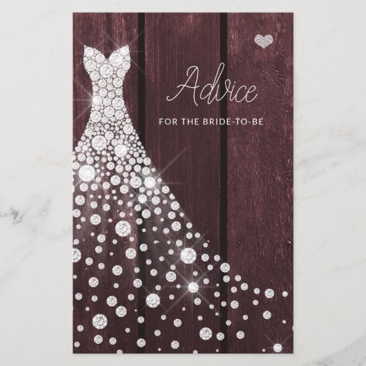 のドレ結婚スエレガントブライダルシャワーアドバイスカード (正面)