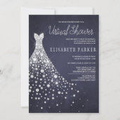 のドレ結婚スネイビーブルーシャルボードバーチャルシャワー 招待状 (正面)