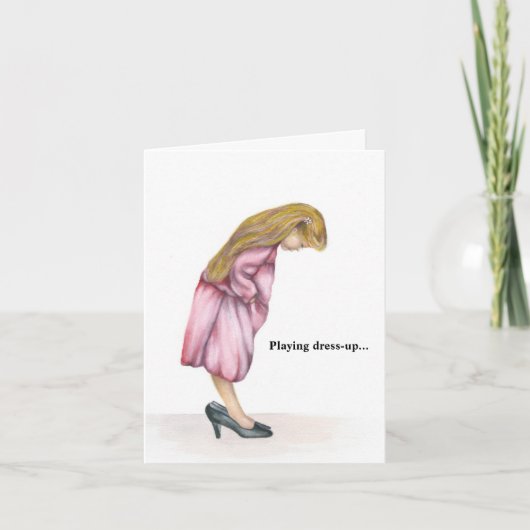 のドレ遊スアップは決して折り畳まれたグリーティングカードを終えない カード (正面)