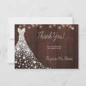 のド結婚レスエレガントウッドブライダルシャワー サンキューカード (正面)