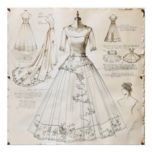のド結婚レススケッチ フォトプリント            (正面)