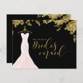 のド結婚レス黒金ゴールドは花嫁になる インビテーションポストカード (正面/裏面)