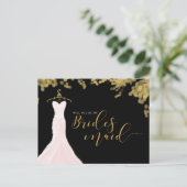 のド結婚レス黒金ゴールドは花嫁になる インビテーションポストカード (スタンド正面)