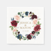 のナプキン結婚バーガンディカクテルナプキン