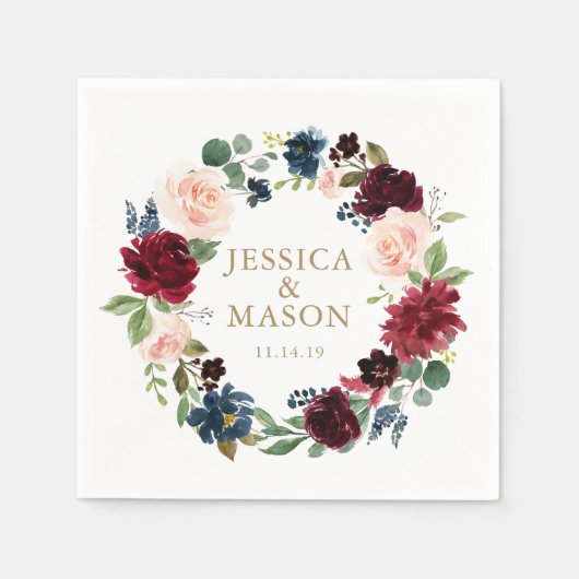 のナプキン結婚バーガンディカクテルナプキン スタンダードカクテルナプキン (正面)