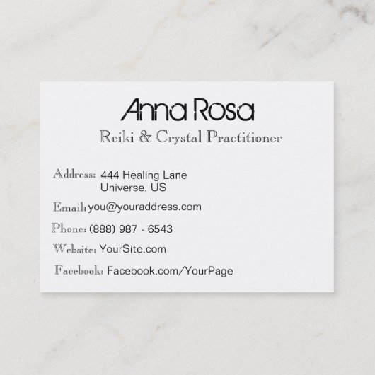 *~*のニューエイジの精神的な水晶ヨガの霊気のマスター 名刺 (裏面)