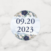 のネイビ結婚ーフローラ大理石の写真SAVE THE DATE コンフェッティ (スモール正面)