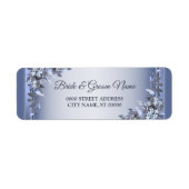 のネイビ結婚ーブルーフローラシルバー差出人住所 ラベル (正面)