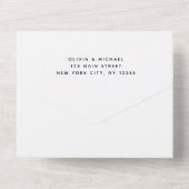 のネイビ結婚ーブルー赤面ピンクフローラ オールインワン招待状 (裏面)